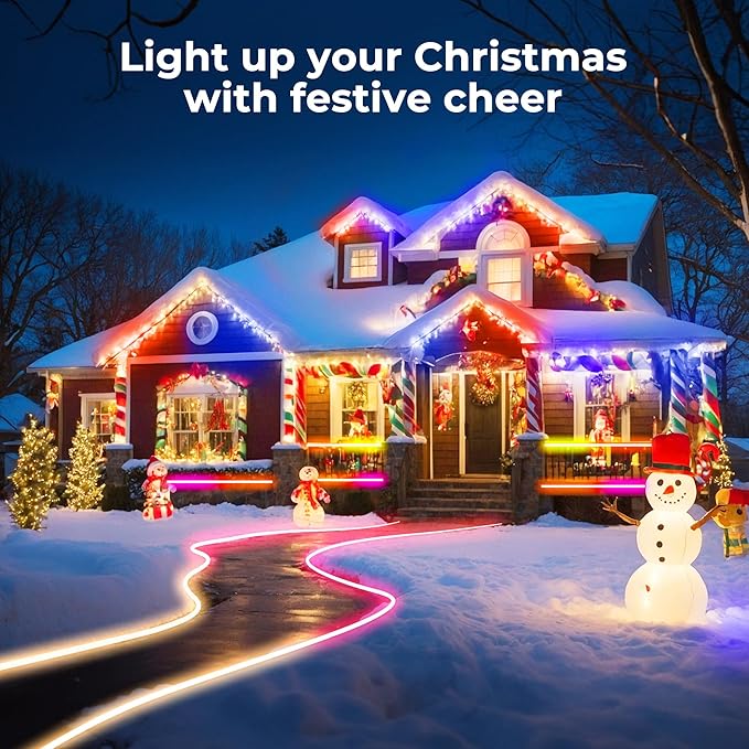 65.6FT LED Neon Rope Lights, Flexible Led Rope Lights Control with App/Remote, IP67 Outdoor RGB Color Changing Led Neon Lights Waterproof, Music Sync Led Strip Neon Lights for Bedroom Decor