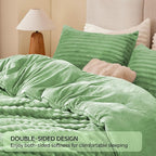 BEDELITE Fleece King Comforter Set -Super Soft & Warm Fluffy Green Bedding, Luxury Fuzzy Heavy Bed Set for Winter with 2 Pillow Cases