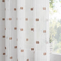 MYSKY HOME White Curtains for Bedroom 63 Inch Length Long Sheer Curtains for Kids Room Nursery Curtains with Taupe Patched Design Rod Pocket Privacy Window Drapes Dining Room 52" x 63" 2 Panels