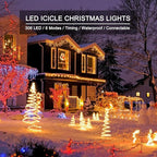Icicle Lights Outdoor, 19.6FT 306 LED Christmas Lights with 54 Drops, Dimmable Hanging Lights with Remote, Timer, and 8 Light Modes, Connectable Twinkle Fairy Lights Holiday Decorations, Warm White