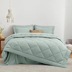 Love's cabin California King Comforter Set Aqua, 7 Pieces California King Bed in a Bag, All Season Bedding Sets with 1 Comforter, 1 Flat Sheet, 1 Fitted Sheet, 2 Pillowcase and 2 Pillow Sham