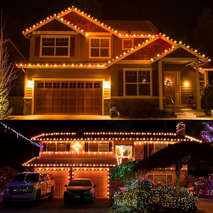 Brizled Red & Warm White Christmas Lights, 66ft 100 LED C9 Christmas Lights, Connectable Outdoor Faceted Strawberry Light String, 120V UL Certified Indoor Xmas Tree Light for Home Holiday Party Decor
