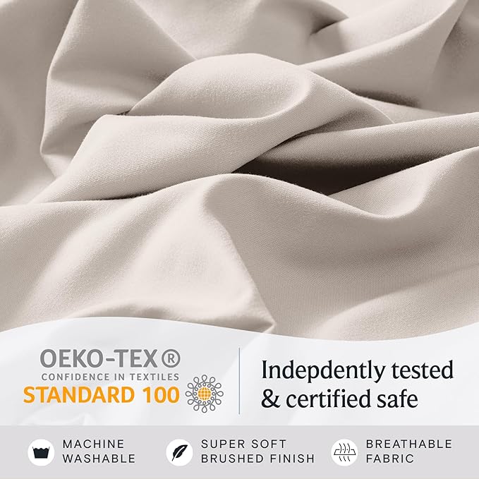 LuxClub 4 PC Sheet Set Bed Sheets Deep Pockets 16" Eco Friendly Wrinkle Free Cooling Machine Washable Hotel Bedding Silky Soft - Linen King