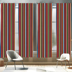 Ambesonne Cinco de Mayo Window Curtains Pack of 2, Mexican Serape Colorful Stripes Vertical Lines Latino Design Illustration, Lightweight Set with Rod Pocket, 4 Panels of - 28" x 95", Burgundy Blue