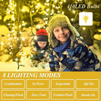 aneeway Christmas Tree Lights with Star Toppers, 410 LED Christmas Lights with 8 Modes & Memory Function, 6.6FT x 16 String Lights with Remote Control & Timing for Xmas Ornaments - Warm White