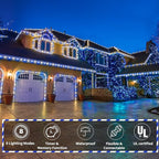 50ft LED Rope Lights Outdoor, 360 LED Connectable and Flexible Tube Lights with 8 Modes, Waterproof LED Rope Lighting for Garden Patio Bedroom Party Pool Indoor Outdoor Christmas Decor (White & Blue)