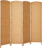 6 ft. Tall-Extra Wide-Diamond Weave Fiber Room Divider - Light Beige - 4 Panel