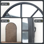 ironsmithn Arched Window Mirror, 41.3"x24" Grid Arch Mirror, Black Metal Windowpane Mirrors for Living Room Fireplace Entryway Bedroom Hallway Home Decor