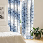 Ambesonne Harbour Stripe Window Curtains, Watercolor Style Paintbrush Stripes Sea Marine Life Lines Image, Lightweight Decor 2-Panel Set with Rod Pocket, Pair of - 28" x 63", Blue Night