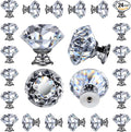 DEELF 24 Packs Kitchen Cabinet Knobs, 40 mm Crystal Cabinet Knobs, Diamond Dresser Handle Drawer Pulls, Dresser Knobs for Cabinets and Drawers, Silver Base