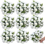 Zeyune 8 Pack 12 Inch Wedding Artificial Mini Rose Bouquet White Silk Flowers Bunches Bulk Fake for Wedding Bridal Christmas Home Office Garden Parties Decoration