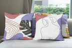Ambesonne Minimal Throw Pillow Cushion Case Pack of 4, Modern Line Art Woman Portrait Contemporary Leafy Geometric Details, Modern Accent Double-Sided Digital Printing, 24", Lavender Amber Pale Rust