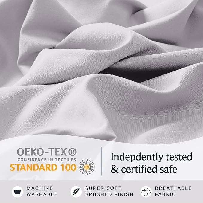 LuxClub 3 PC Sheet Set Bed Sheets Deep Pockets 16" Eco Friendly Wrinkle Free Cooling Machine Washable Hotel Bedding Silky Soft - Dove Gray Twin