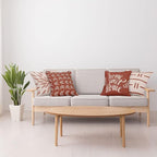 Ambesonne Modern Throw Pillow Cushion Case Pack of 4, Scandinavian Minimal Ornaments Boho Feather Leaves and Home Phrase Print, Modern Accent Double-Sided Digital Printing, 20", Pale Tan and Dark Rust