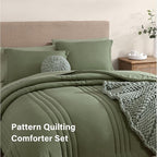 Monbix Full Comforter Set - 7 Pieces Light Sage Green Bed in a Bag Full Size Bedding Sets with Comforters, All Seasons Down Alternative Comforter with Sheets,Pillowcases & Shams