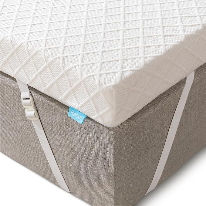 RECCI Memory Foam Mattress Topper for College Dorm, Pressure-Relieving Mattress Topper for Back Pain, Non-Slip Design with Removable & Washable Cover, CertiPUR-US Certified, 3 Inch TwinXL
