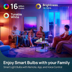 Linkind Smart Light Bulbs with Remote Control, Smart Bulb That Work with Alexa & Google Home, LED Light Bulbs Color Changing 64 Preset Scenes, A19 E26 2.4Ghz WiFi Light Bulbs Dimmable 60W 800lm 6 Pack