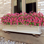 Ouddy Decor 24 Bundles Artificial Flowers for Outdoors Fake Silk Flowers UV Resistant Faux Plastic Plants for Spring Summer Garden Porch Window Box Table Vase Home Indoor Outdoor Decoration, Rose Red