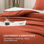 Litanika Comforter King Size Bed Set Burnt Orange, 3 Pieces Terracotta Boho Lightweight Fluffy Solid Bedding Comforter Set, Rust All Season (104x90In Comforter & 2 Pillowcases)
