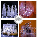 6PCS White Fairy Lights Battery Powered with Timer, 7ft 20LEDs Twinkle Mini Lights with Remote,Waterproof Small Silver Wire Firefly Starry for DIY Wedding Party Christmas