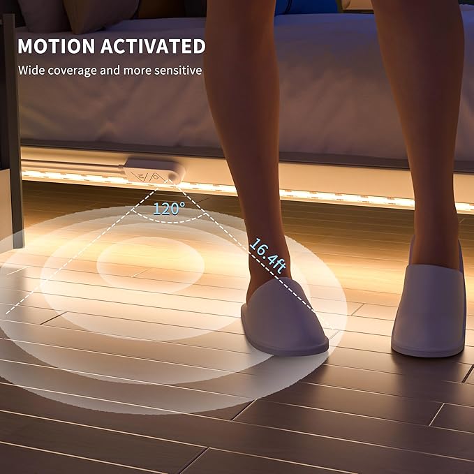 PAUTIX COB LED Strip with Motion Sensor,5V USB LED Tape Light 4000K Natural White,CRI90+ Super Bright,Dimmable Motion Activated LED Strip Light for Bedroom,Cabinets,Kitchen,Stair,Closet