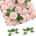 Artificial Flowers 25pcs Fake Roses, Pink Foam Rose Faux Flower for DIY Wedding Bouquets Bridal Shower Centerpieces Floral Arrangements Home Decorations Party Backdrops Table