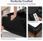 California Design Den King Size Sheets Set - 400 Thread Count Sateen, Natural 100% Cotton Sheets with Deep Pockets, Breathable, Cooling and Durable Bedding Set - Black