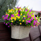 Artificial Flowers Outdoor Fake Plants - 12 Bundles UV Resistant Shrubs No Fade Faux Plastic Greenery Home Garden Porch Patio Decoration Indoor (1, Multi-12pcs)