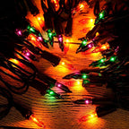 YULETIME 200 Orange Green & Purple Halloween Lights with Black Wire, Pack of 2 Sets 33 ft 100 Count UL Certified Christmas String Lights (Orange, Green & Purple)