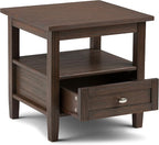 SIMPLIHOME Warm Shaker SOLID WOOD 20 inch Wide Rectangle Transitional End Side Table in Farmhouse Brown for the Living Room and Bedroom