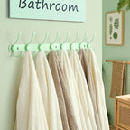Dseap Coat Rack Wall Mount - 29.5” Long 8-Tri-Hooks Heavy Duty Coat Hanger Rail Wall Hooks for Hanging Coats Hats Clothing Clothes Purse Mudroom Entryway, Green, Pack of 2