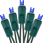 Holiday Essence Blue LED Mini Christmas Lights Set, 60 5mm Memorial Fourth of July Blue String Lights, Green Wire, for Indoor Outdoor Décor, Home, Wedding, Patio, Garden Decorations, UL Certified