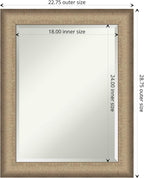 Amanti Art Bronze Bathroom Mirror for Over Sink, 29x23 Elegant Brushed Bronze Rectangle Vanity Mirror, Medium Casual Frame, Hangs Horizonally and Vertically, Bathroom Wall Decor, Beveled Edge