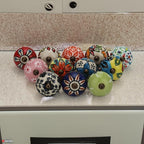 Ceramic Cabinet knobs for Drawers 12 Piece Multicolor Cupboard Door Knob Furniture Pull Handles for Kitchen, Wardrobes Boho Home Interior Decor - Pack of 12