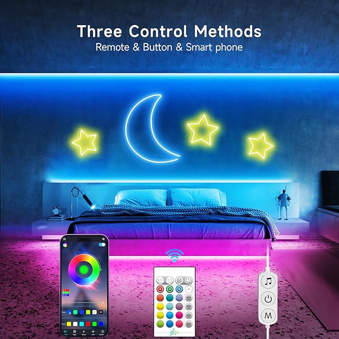 LED Neon Rope Lights, 32.8ft RGB LED Light Strip, 24V Music Sync App/Remote Control DIY Rope Light, IP67 Waterproof Gaming Neon Strip Lights for Bedroom Indoor Oudoor Décor