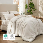Bedsure California King Comforter Set Beige - Bed in a Bag Cal King Bedding 7 Pieces, Cationic Dyed Bed Set, Beige Soft Bedding for All Seasons Comforter with Sheets, Pillowcases & Shams