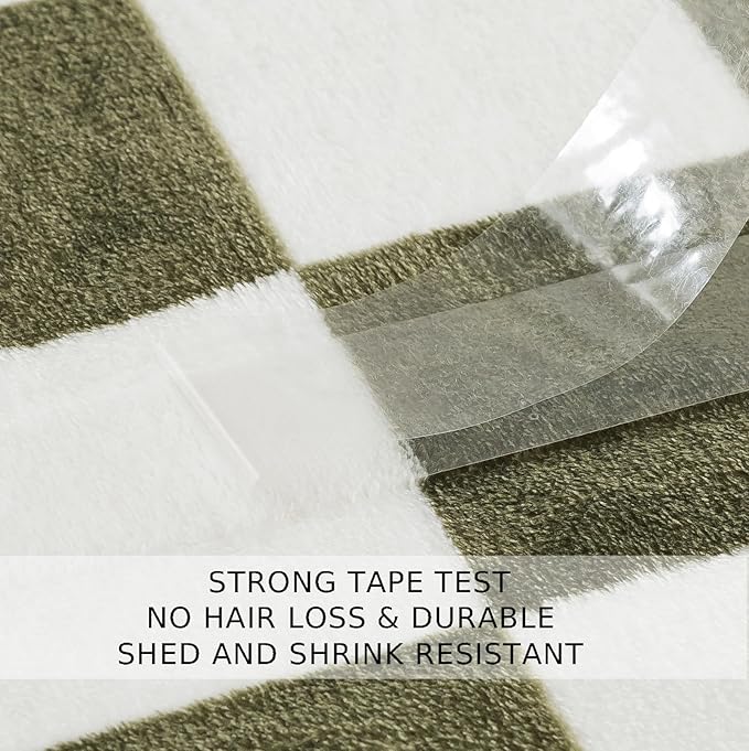 Checkered Twin Size Blanket,66x90 Inches Sage Green Microfiber Soft Cozy Fluffy Warm Hand Made Throw Blankets for Twin/Twin XL Extra Long Bed,Couch, Sofa, Chair, Camping, Picnic,Sage Green