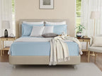 100% Egyptian Cotton Sheets King Size, 800 Thread Count 4 Piece Breathable Bed Sheet Set, 15" Deep Pocket King Sheets Cotton, Solid Sateen Weave Luxury Hotel Collection, No Pill & Shrink- Light Blue