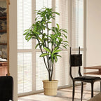 Artificial Dracaena Tree 6.5ft(78in) Faux Floor Plant for Indoor Decor Realistic Potted Tree with Texture Lifelike Leaves and Natural Wood Trunk for Home Living Room,Office Perfect Housewarming Gift
