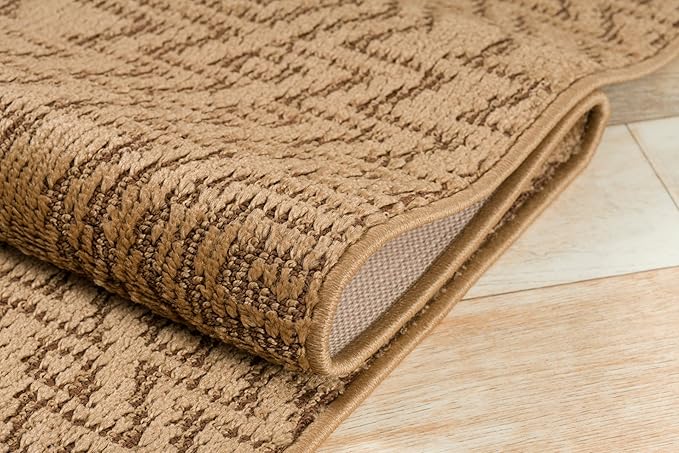 Custom Length Cut to Size Tribal Ethnic Southwestern Inspired Hallway Runner Rug, Non Slip Rubber Backed, 31 inch Wide X Customized Length, Inca Tan, 31 inch X 29 feet