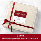 Mellanni Extra Deep Queen Sheets - 4 PC Iconic Collection Bedding - Hotel Luxury, Ultra Soft, Cooling Bed Sheets - Wrinkle, Fade, Stain Resistant (Queen, Golden Ivory)