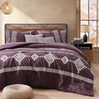 MaiRêve Embroidery Full Size Comforter Set Purple, Farmhouse Western Boho Bedding Set 7 Pieces, All Season Bed in A Bag Comforter Set with Sheets, Pillowcases & Shams