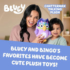 Bluey Chattermax Sound Effects Talking Plush, 10” Soft Toddler Toys, Interactive Singing Stuffed Animal with 6 Phrases, Baby Plush Toys for Kids