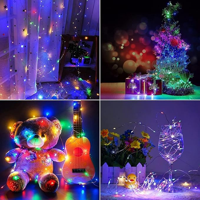 36 Pack Fairy Lights Battery Operated, 3 Speed Modes, Extra 40 Batteries for Replacement, 7Ft 20 LED String Lights, Waterproof Copper Wire, Twinkle Firefly Lights for Christmas Decorations,Colorful