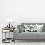 Ambesonne Modern Throw Pillow Cushion Case Pack of 4, Geometric Style Pattern of Triangles Zigzags Love Home Phrase Print, Modern Accent Double-Sided Digital Printing, 16", Dark Sea Green and White