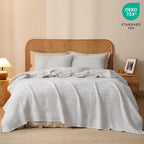 PHF 100% Cotton Waffle Weave Blanket King Size for Bed, Soft Lightweight & Breathable, All-Season Comfort, Luxury Aesthetic Woven Bedding for Home Decor, 108"x90", Light Grey
