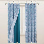 BONZER Mix and Match Curtains - 2 Pieces Branch Print Sheer Curtains and 2 Pieces Blackout Curtains for Bedroom Living Room Grommet Window Drapes, 54x95 Inch/Panel, Teal, Set of 4 Panels