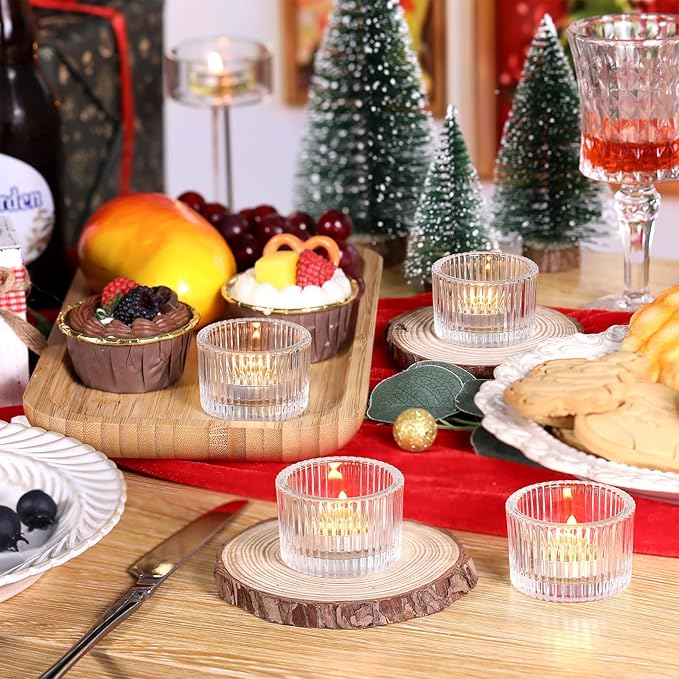Tealight Candle Holder Set of 12, Clear Small Votive Candle Holders for Table Centerpiece, Glass Tea Light Candles Holder for Party&Home, Wedding Decor(2''Dia*1.4''H)