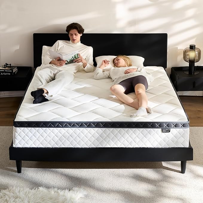 King Size Mattress in a Box, 12 Inch Hybrid Mattress with Individual Pocket Spring & Memory Foam, Soft, Motion Isolation, Medium Firm Comfort for Pressure Relief, CertiPUR-US Certified