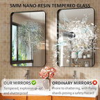 24×36 Black Bathroom Mirrors for Over Sink - Rectangular Wall Mirror with Rounded Corners & Metal Frame, Tempered-Glass Entryway Wall Decor for Bedroom, Living Room, Vanity, Horizontal/Vertical